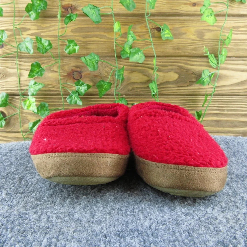 Lands' End Boys Slip-On Shoes Slipper‎ Red Fabric Slip On Size Y 2 Medium